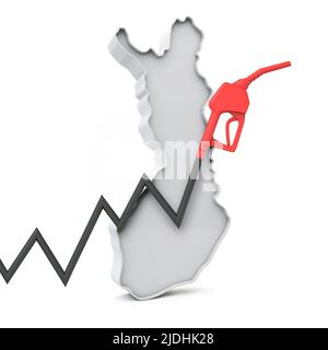 Steigende Kosten für Benzin und Kraftstoff in finnland Konzept. 3D Rendering Stockfoto