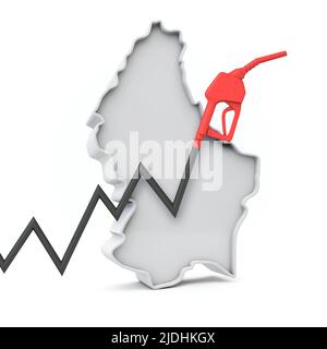 Steigende Kosten für Benzin und Kraftstoff im luxemburger Konzept. 3D Rendering Stockfoto