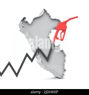 Steigende Kosten für Benzin und Kraftstoff in peru Konzept. 3D Rendering Stockfoto