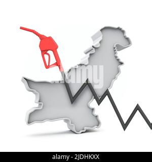 Steigende Kosten für Benzin und Kraftstoff in pakistan Konzept. 3D Rendering Stockfoto