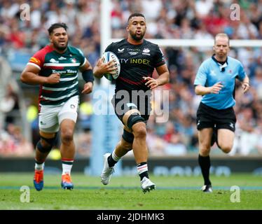 LONDON ENGLAND - JUNI 18 :Andy Christie von Saracens während des Gallagher English Premiership Finales zwischen Saracens gegen Leicester Tigers in Twickenh Stockfoto