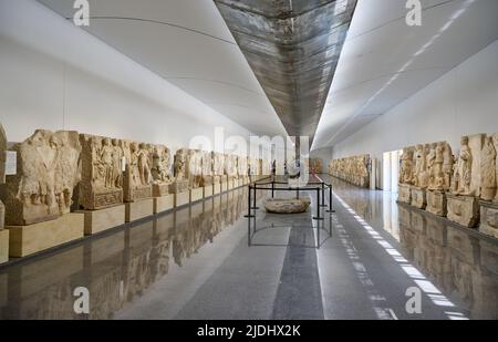 Reliefs von Sebasteion im Museum der antiken Stadt Aphrodisias, Kaisersaal, Denizli, Türkei Stockfoto