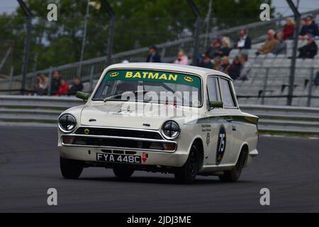 Richard Bateman, Stephen Upsdell, Ford Lotus Cortina, Masters Pre-1966 Touring Cars, die auf die Tage der britischen Limousine Car Championship zurückblicken, Stockfoto