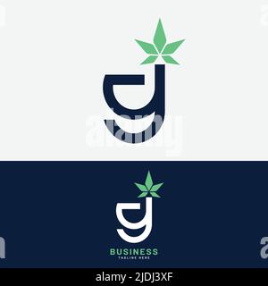 Letter Initial G Cannabis Logo Design-Vorlage. Geeignet für Cannabis Hashish Weed Marihuana Hanf Plant Business Brand Company etc. Stock Vektor