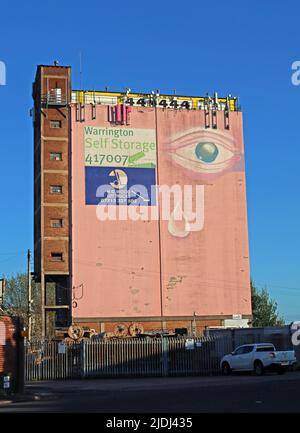 Warringtons rosa Auge mit Blick auf das Stadtzentrum, GT Sankey, Cheshire, England, Großbritannien, WA5 Stockfoto