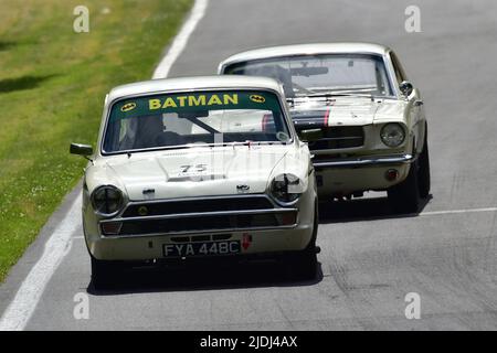 Richard Bateman, Stephen Upsdell, Ford Lotus Cortina, Masters Pre-1966 Touring Cars, die auf die Tage der britischen Limousine Car Championship zurückblicken, Stockfoto