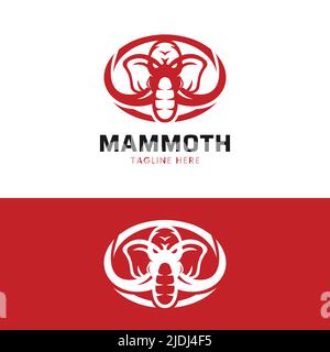 Red Mammoth Elephant Head Logo Design Template. Geeignet für Bekleidung Bekleidung Bekleidung Bekleidung Sport Finanzen Management Business Car Vehicle Brand Company Shop Stock Vektor