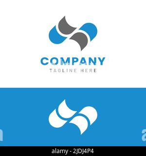 Letter Initial S SS Wave Logo Design Template. Wisted Rope Logo Design Template. Geeignet für General Solution Real Estate Company Business Brand Stock Vektor