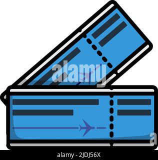 Symbol Für Flugtickets. Editierbare Fett Formatigte Kontur Mit Farbfüllungsdesign. Vektorgrafik. Stock Vektor