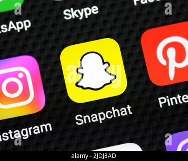 Snapchat App auf einem Smartphone, Nahaufnahme Stockfoto