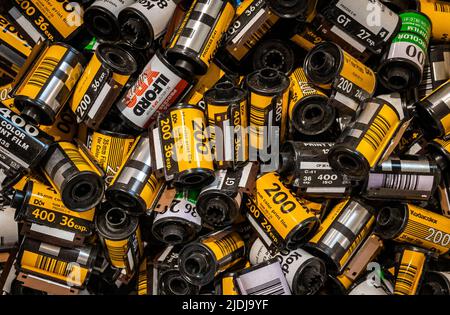 Kodak Kodachrome-Film, der aufgrund des digitalen Alters eingestellt wurde. Stockfoto