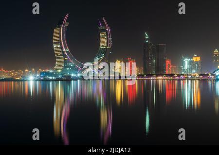 Katara Twin Tower Hotel, Lusail Marina Park Doha, Katar. Stockfoto