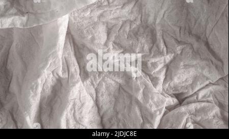 Raue Gewebetextur, zerknittertes weißes Papier, Hintergrund mit Spezialeffekten, Kunst mit minimalistischem und abstraktem Design. Hintergrund Textur Acryl Malerei, schwarz und Stockfoto