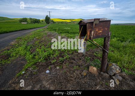 Alte Mailbox im Palouse Stockfoto