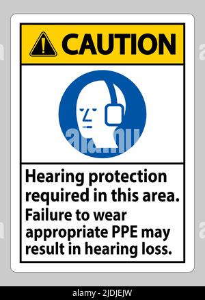 Warnschild Gehörschutz erforderlich in diesem Bereich kann es zu Hörverlust kommen, wenn keine geeignete PSA getragen wird Stock Vektor
