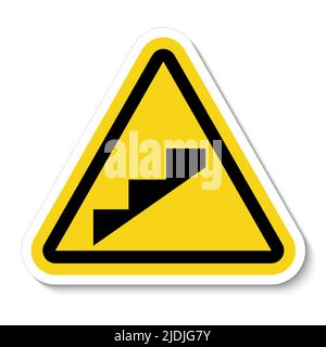 Vorsicht: Symbol für Steigungsschritt auf weißem Hintergrund isolieren, Vektorgrafik EPS.10 Stock Vektor