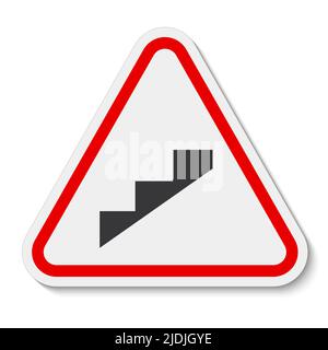 Vorsicht: Symbol für Steigungsschritt auf weißem Hintergrund isolieren, Vektorgrafik EPS.10 Stock Vektor