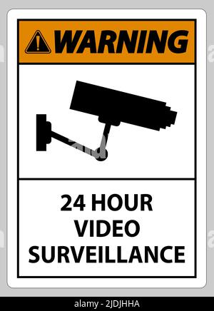 Warnschild CCTV 24 Stunden Videoüberwachung Stock Vektor