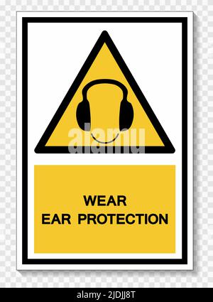 Symbol tragen Gehörschutz Schild Isolate auf weißem Hintergrund, Vektor-Illustration EPS.10 Stock Vektor