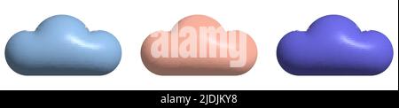 Satz mit 3D farbigen Wolken-Symbolen. Wettersymbol. Vektorgrafik Stock Vektor