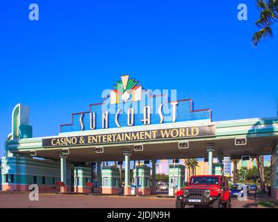 Autoeinfahrt zum Sun Coast Resort Stockfoto