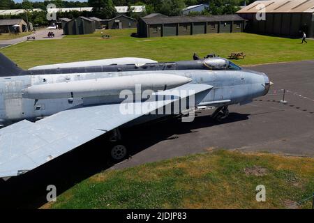 Eine Ausstellung über den elektrischen Blitz XS903 im Yorkshire Air Museum Stockfoto