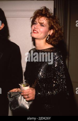Geena Davis und Jeff Goldblum während des jährlichen Writer's Guild of America Awards Dinner 41. im Beverly Hilton Hotel in Beverly Hills, Kalifornien 20. März 1989 Credit: Ralph Dominguez/MediaPunch Stockfoto