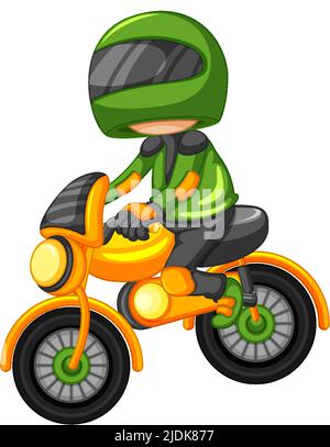 Ein Motocross-Rennfahrer Cartoon auf weißem Hintergrund Illustration Stock Vektor
