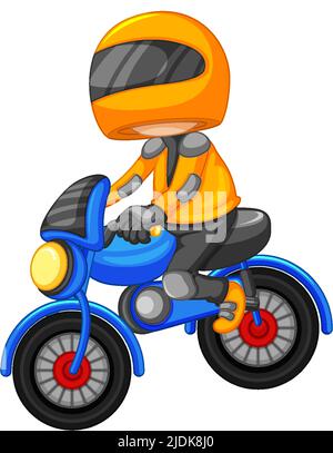 Ein Motocross-Rennfahrer Cartoon auf weißem Hintergrund Illustration Stock Vektor