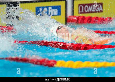 Budapest, Ungarn. 21.. Juni 2022. Chen Jie aus China tritt im Halbfinale der Frauen 50m bei den FINA-Weltmeisterschaften 19. in Budapest, Ungarn, am 21. Juni 2022 an. Quelle: Zheng Huansong/Xinhua/Alamy Live News Stockfoto