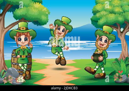 Happy Saint Patricks Day Feier mit Kobold Stock Vektor