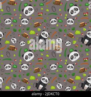 Panda niedlichen Tier nahtlose Muster Illustration Stock Vektor