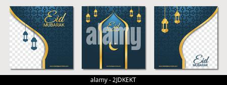 Set von ramadan quadratischen Banner Vorlage Design mit einem Platz für Fotos. Geeignet für Social-Media-Post, instagram und Web-Internet-Anzeigen. Vektorgrafik Stock Vektor