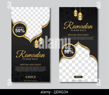 Elegante ramadan Verkauf für Social-Media-Geschichten Vorlage. Vektorgrafik Stock Vektor