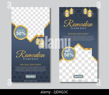 Elegante ramadan Verkauf für Social-Media-Geschichten Vorlage. Vektorgrafik Stock Vektor