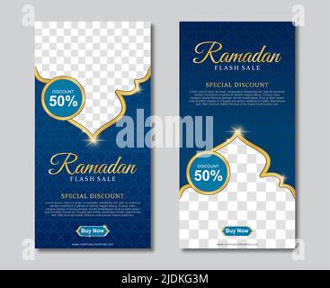 Elegante ramadan Verkauf für Social-Media-Geschichten Vorlage. Vektorgrafik Stock Vektor