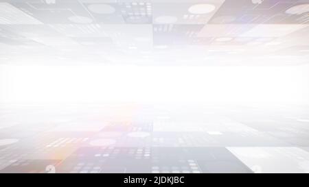 Grauer abstrakter Hintergrund für Cyber-Digitaltechnologie mit Kopierraum. Stockfoto