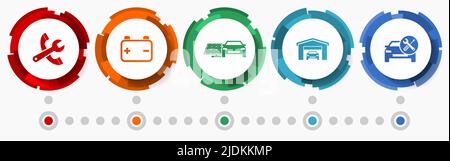 Car serivce Konzept Vektor-Symbol-Set, Werkstatt flaches Design Web-Tasten, Infografik Vorlage Stock Vektor