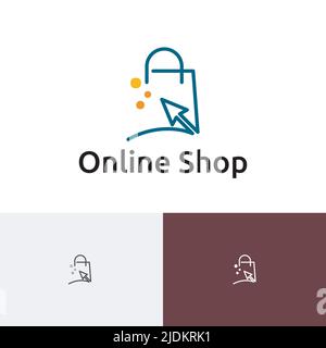 Online-Shop Klicken Sie Auf Einkaufstasche Einfaches Logo Stock Vektor