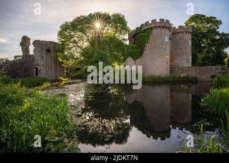 Abendfoto von Whittington Castle in Shropshire, England Stockfoto