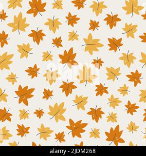 Elegantes, nahtloses Muster der Saison mit Herbstlaub aus Ahornblättern auf hellem Hintergrund. Bunte botanische dekorative Vektor-Illustration in flach Stock Vektor