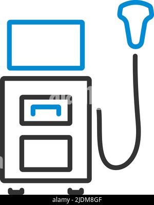 Symbol Für Ultraschalldiagnosegerät. Editierbare Fett Formatigte Kontur Mit Farbfüllungsdesign. Vektorgrafik. Stock Vektor