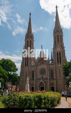 Die Szent Erzsébet / St. Elizabeth Kirche auf Rozsak tere Im Bezirk VII in Budapest Stockfoto