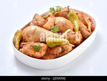 Chicken Karahi ist ein köstlicher Chicken Eintopf. Gekocht in Tomaten und Gewürzen. Stockfoto