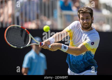 Eastbourne, England, 22. Juni 2022. Cameron Norrie in seinem Spiel mit Brandon Nakashima von den USA auf dem Center Court bei der Rothesay International. Quelle: Jane Stokes/Alamy Live News Stockfoto