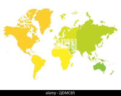 Bunte politische Karte Weltkontinente. Stock Vektor
