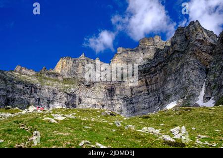 Italien Piemont Berge Alpe Devero Biwak Combi Lanza Stockfoto