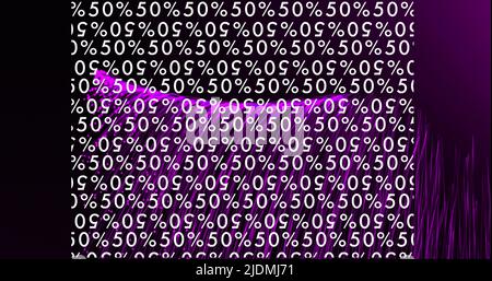Bild von 50 Prozent Texten auf schwarzem Hintergrund Stockfoto
