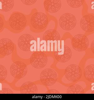 Nahtloses Muster von Hand gezeichnete Doodle Orange Zitrone Früchte. Stock Vektor