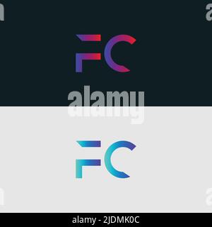 Initial Alphabet Letter Logo Icon FC, bunt lebendige Verlaufsfarbe trendige Logos Stock Vektor